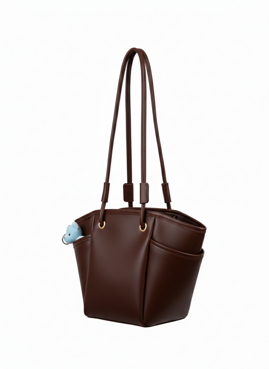 BONNİE AYICIK AKSESUARLI ORTA BOY KAHVERENGİ OMUZ ÇANTASI