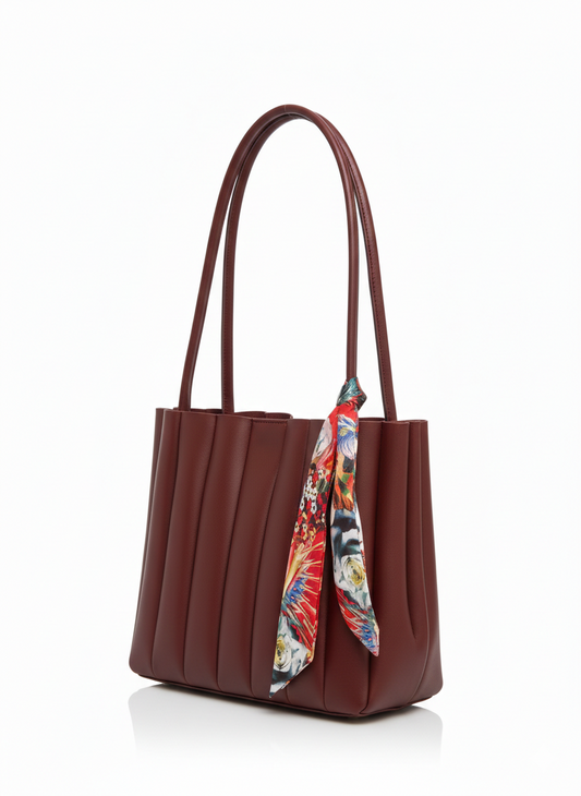 BUBBLE FULAR DETAYLI CÜZDANLI 2 PARÇA BORDO OMUZ ÇANTASI